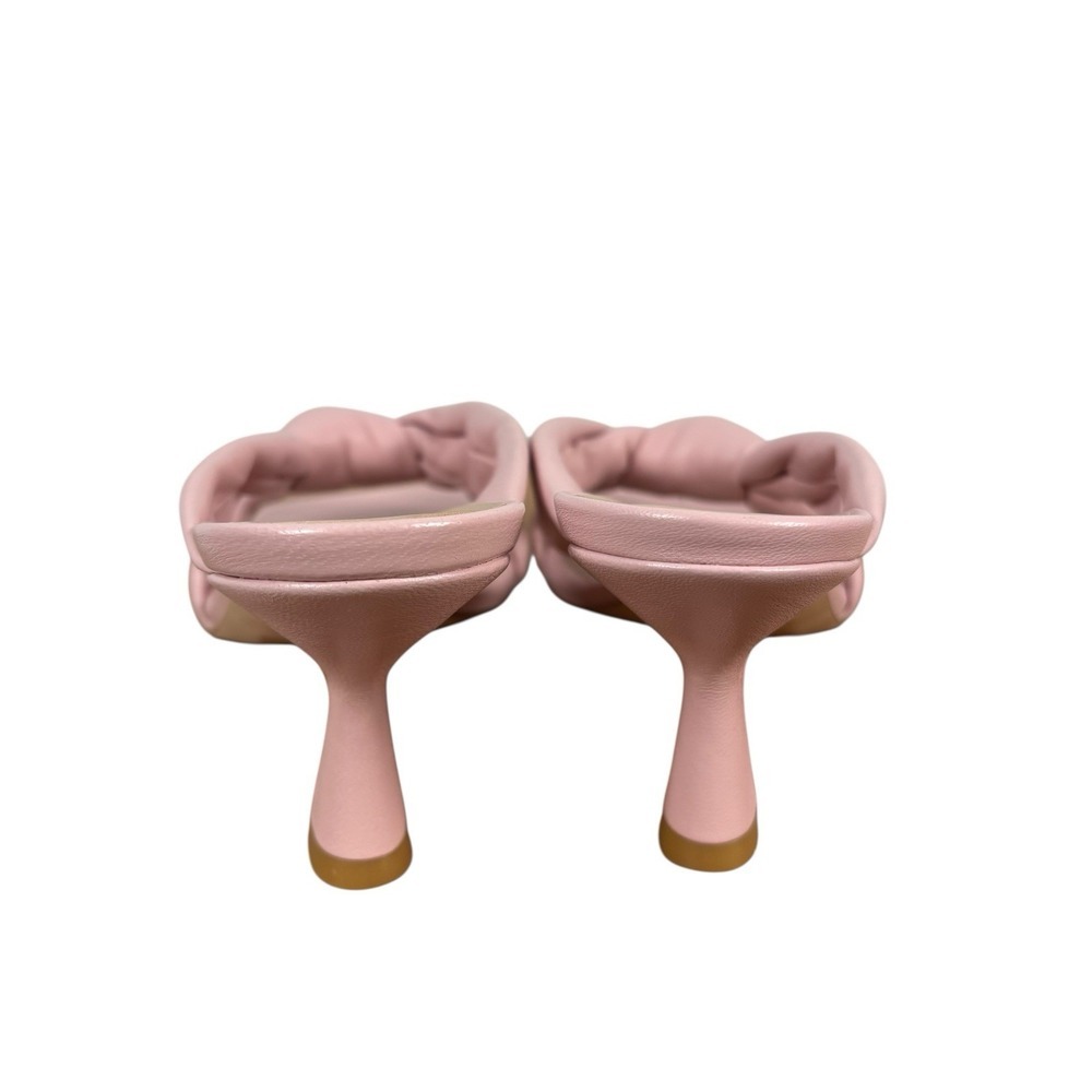 Stuart Weitzman Playa 75 Knot Sandal Womens 6 Pink Square Toe Spool Heel S7073 - Picture 6 of 11